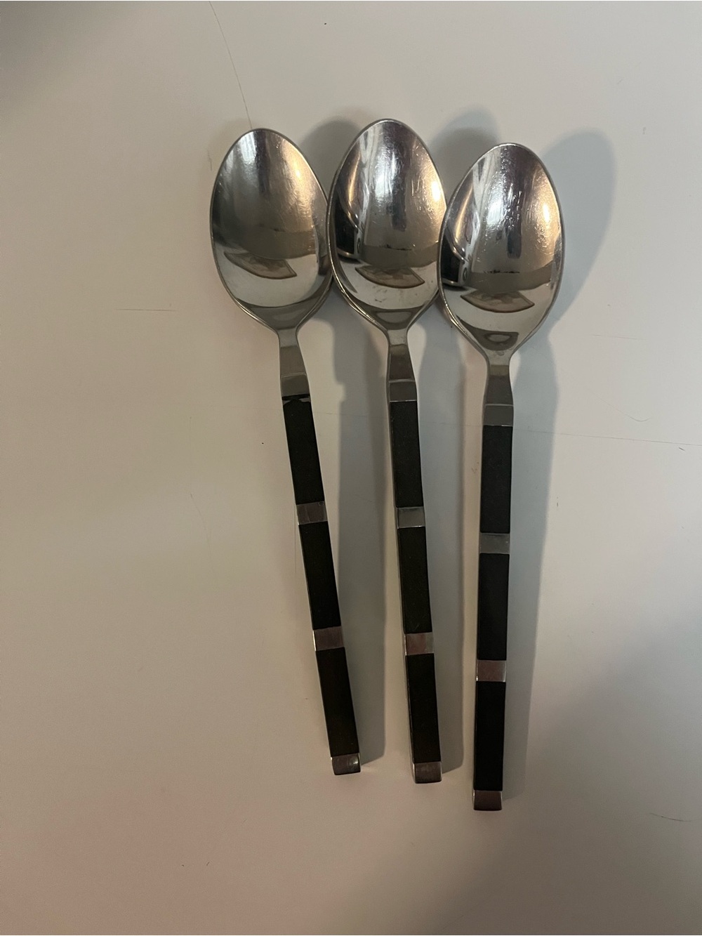 Vintage Stanley Roberts Japan Black Handle MCM Flatware Tuxedo Style 14pc lot - Picture 5 of 11